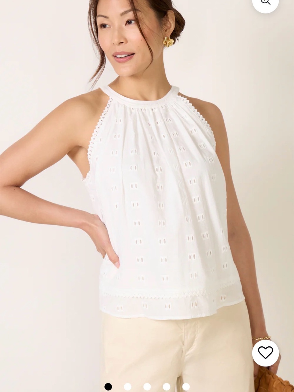 MELISSA NEPTON White Eyelet Halter Top